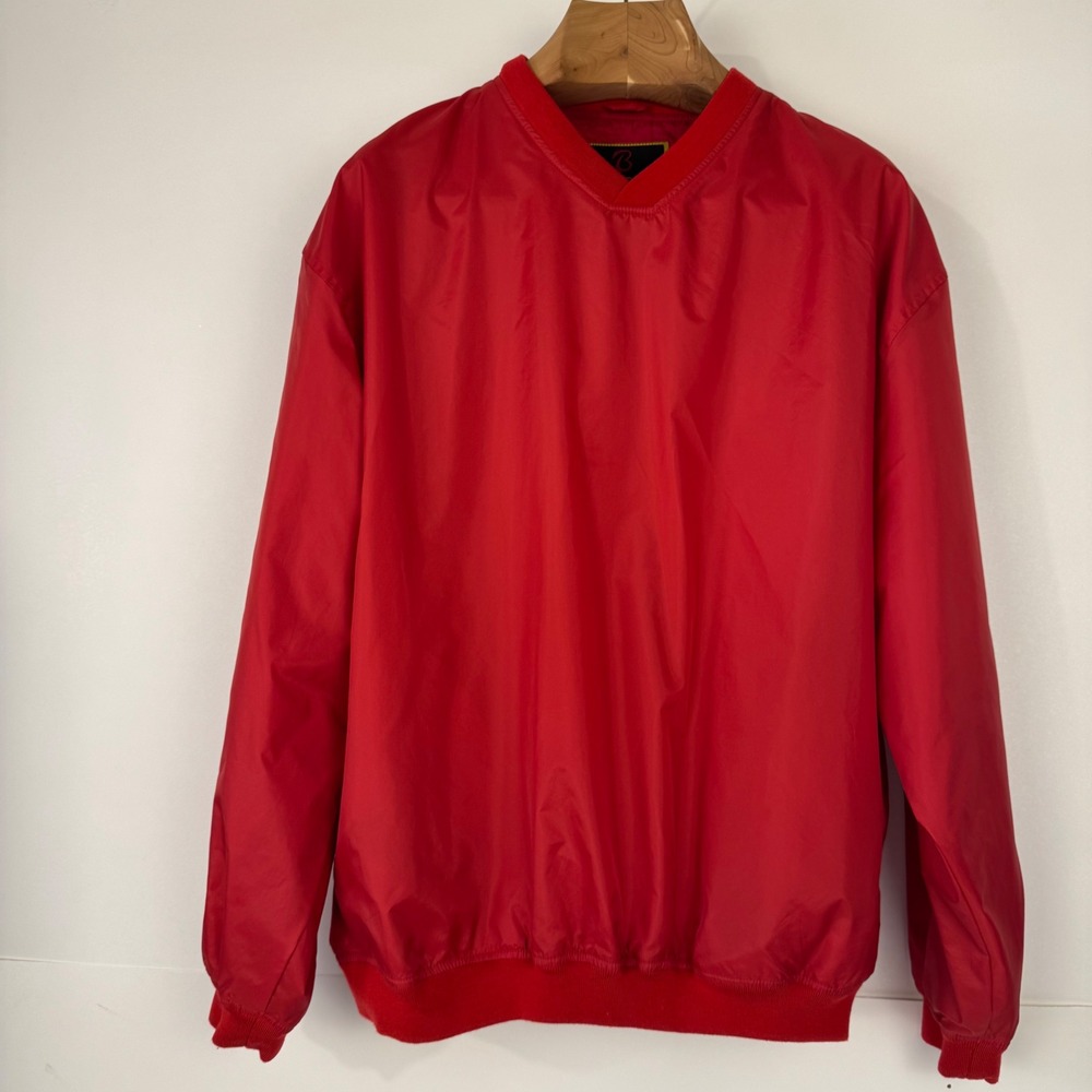 Baru Sports Windbreaker Pullover Men Large Red Gorpcore Golf V-Neck Jacket